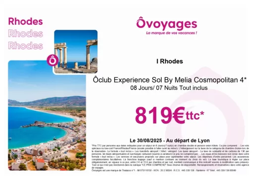 PROMO SEJOUR HOTEL CLUB A RHODES DEPART DE LYON, Chambéry, Un Monde d’émotions