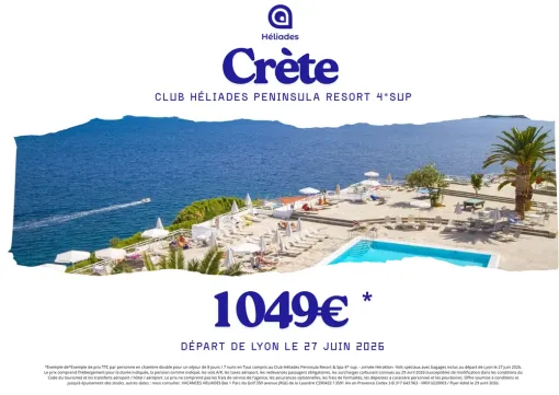 Promotion pour un voyage en Crête au mois de juin au départ de Lyon, Chambéry, Un Monde d’émotions